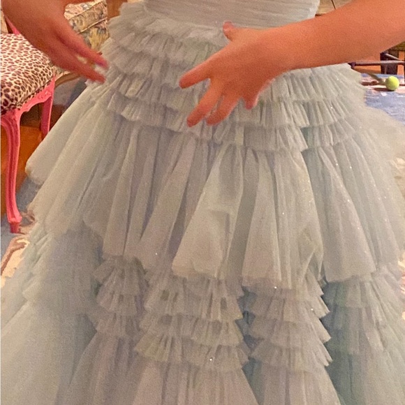 Sherri Hill Light Blue Tiered Gown with Silver Accents - Picture 6 of 6